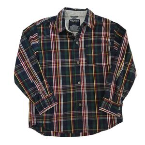 Nautica Plaid Pocket Button-Down Longsleeve Shirt Navy Green Red White Yellow
